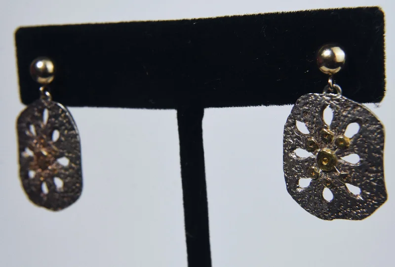 Best hoop earrings with butterfly motifs for a playful and whimsical appearance-Nancy Karpel - .999 Fine Silver and 24k Gold Accents Sand Dollar Earrings