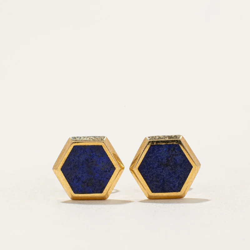 Best hoop earrings with geometric triangle shapes for a modern, chic design-'Birks' Bee Chic Lapis Lazuli Earrings | 1.00ctw |