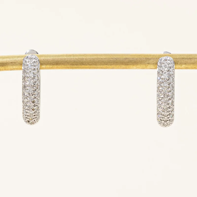 Hoop earrings with snake print designs for an edgy, wild appearance-Pave Set Diamond Hoop Earrings | 0.56ctw |