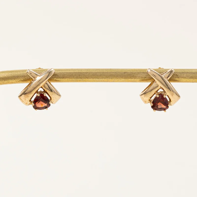 Hoop earrings with heart-shaped frames for a romantic and feminine look-Triangle Garnet Earrings | 1.00ctw |