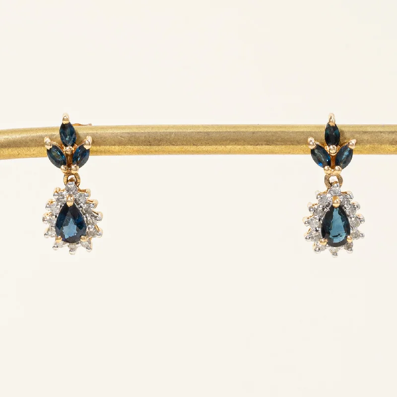 Hoop earrings with faceted crystals for added sparkle and shine-Sapphire & Diamond Earrings | 1.20ctw, 0.24ctw |