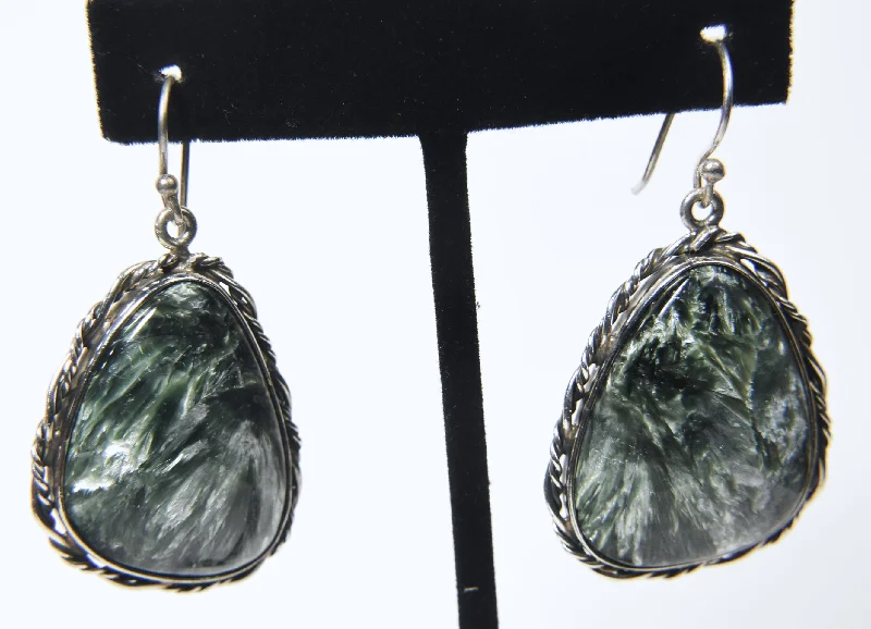 Best hoop earrings with intricate beaded details for a textured, stylish appearance-Seraphinite Sterling Silver Dangle Earrings