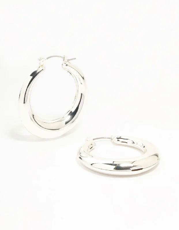 Best hoop earrings with stacked layers for a dimensional and bold look-Silver Clean Hoop Earrings