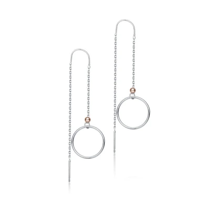 Best hoop earrings with blackened metal for an edgy and bold appearance-Sterling Silver Two-Tone Dangling Earrings