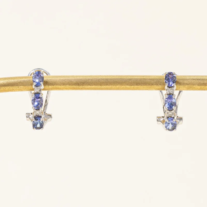 Hoop earrings with intricate designs for a unique and artistic appearance-Tanzanite & Diamond Half Hoop Earrings | 0.90ctw, 0.06ctw |