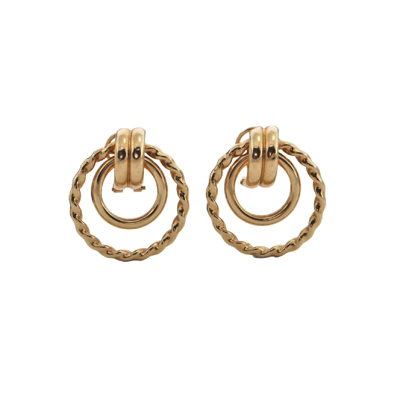 Hoop earrings with pearl accents for a chic and classic style-Vintage 14K Gold Doorknocker Style Earrings