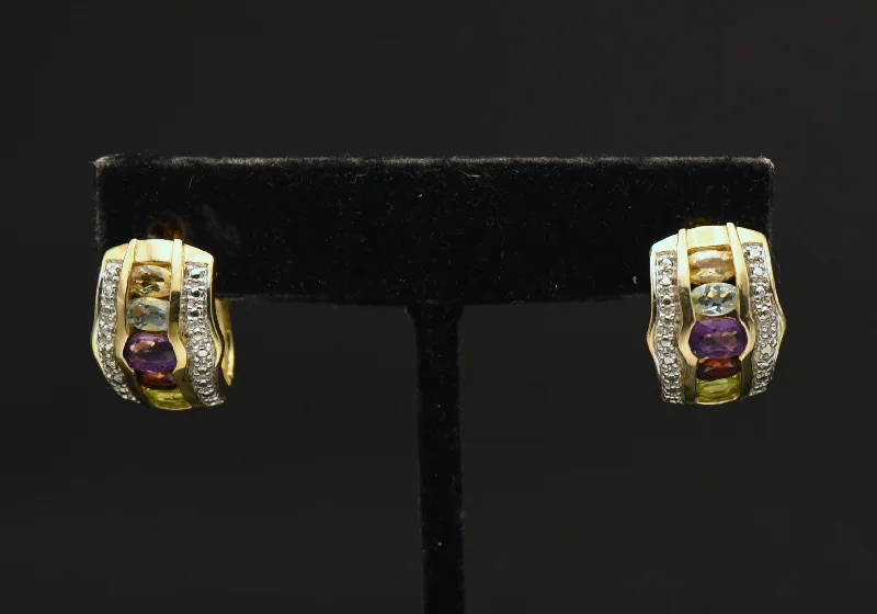 Best hoop earrings with custom designs for a personalized, unique accessory-Ross-Simons - Vintage Vermeil Multi Gem Huggie Earrings