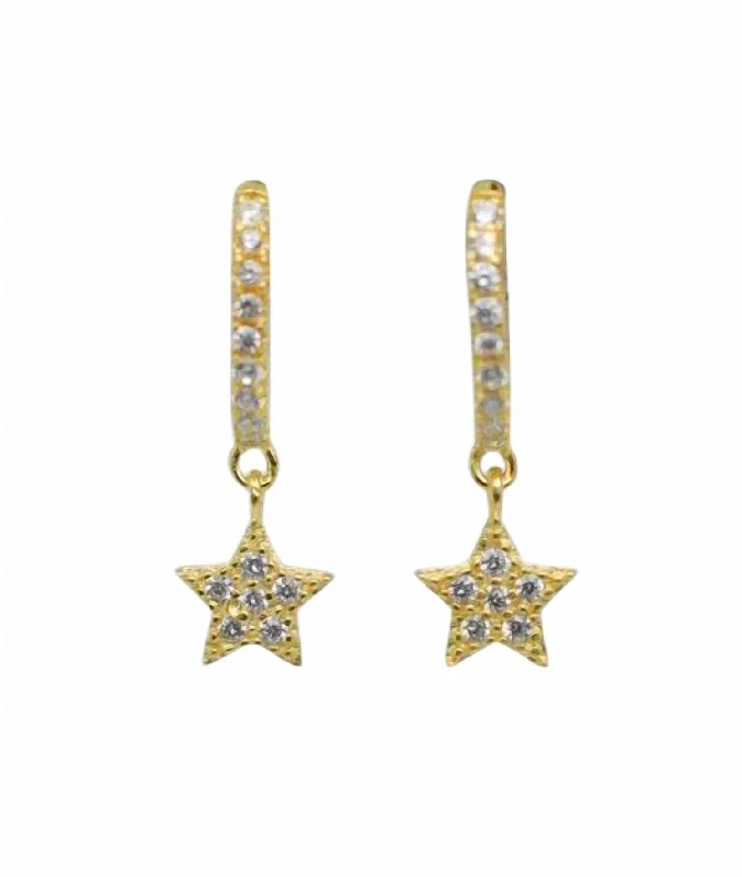 Best hoop earrings with snake-inspired designs for an edgy and fierce vibe-Women's Fame Huggie Star Hoops In Gold