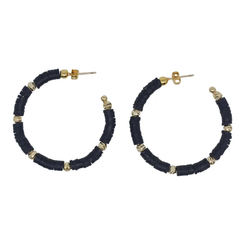 Best hoop earrings with stacked layers for a dimensional and bold look-Women's "girls Just Want To Have Fun" Hoops In Black