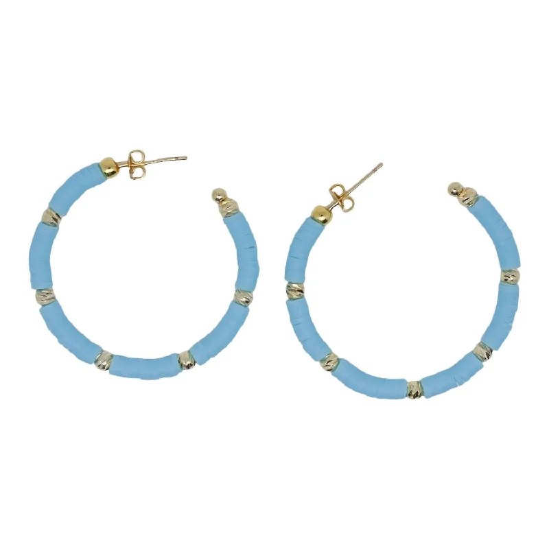 Best hoop earrings with gemstone accents for a colorful and elegant appearance-Women's "girls Just Want To Have Fun" Hoops In Light Blue