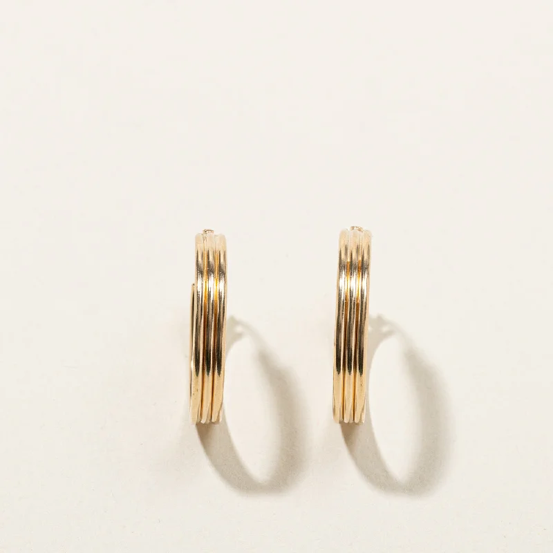 Hoop earrings with hammered copper for a warm and rustic aesthetic-Yellow Gold Hoops