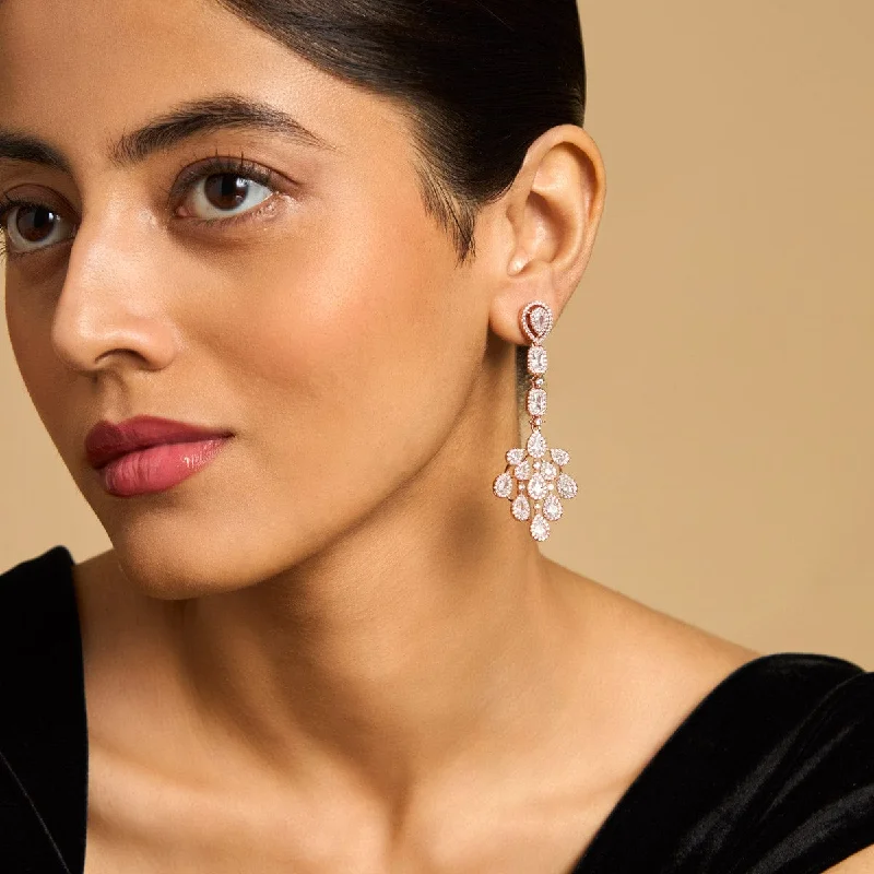 Best hoop earrings with rose gold for a romantic and warm aesthetic-Zircon Earring 173159